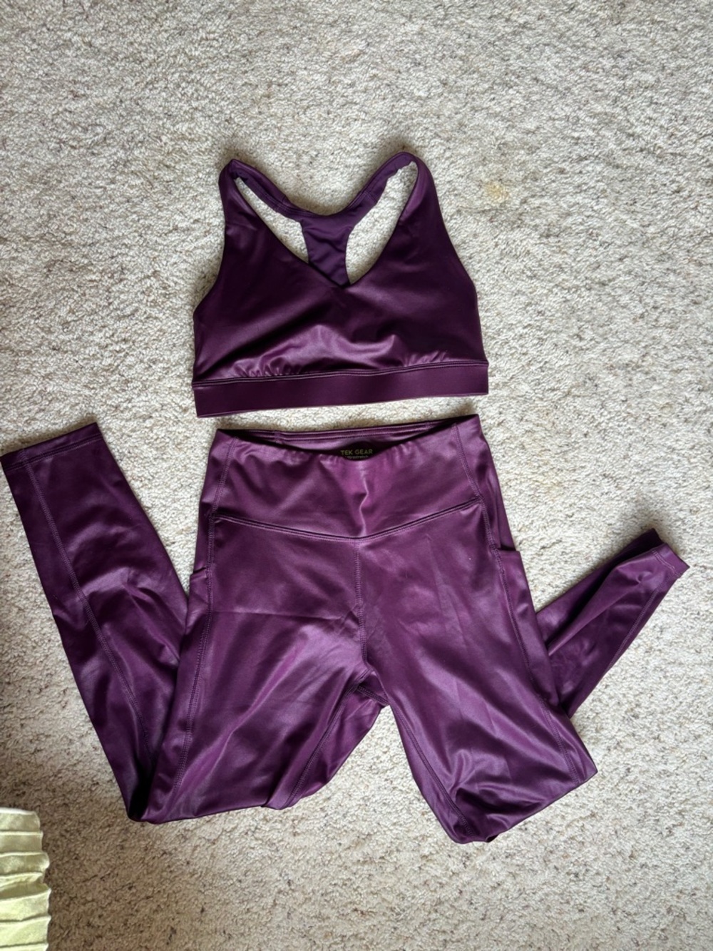 tek gear Plum Shine Racerback Sports Bra and Leggings Set